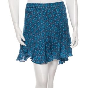 Derek Lam Blue Patterned High Low Skirt